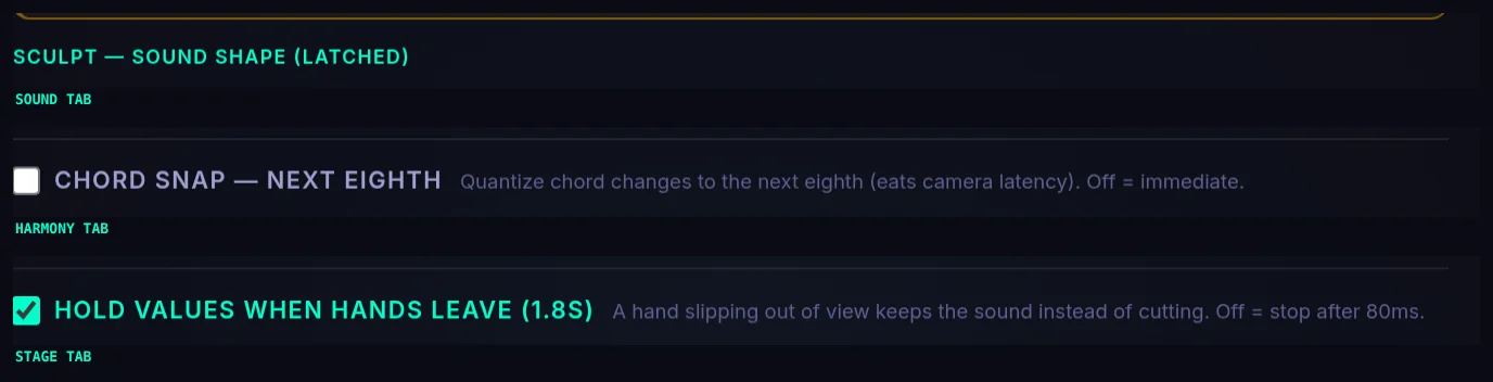 The app's settings, 3 crops stacked, each showing the rows this recipe moves.