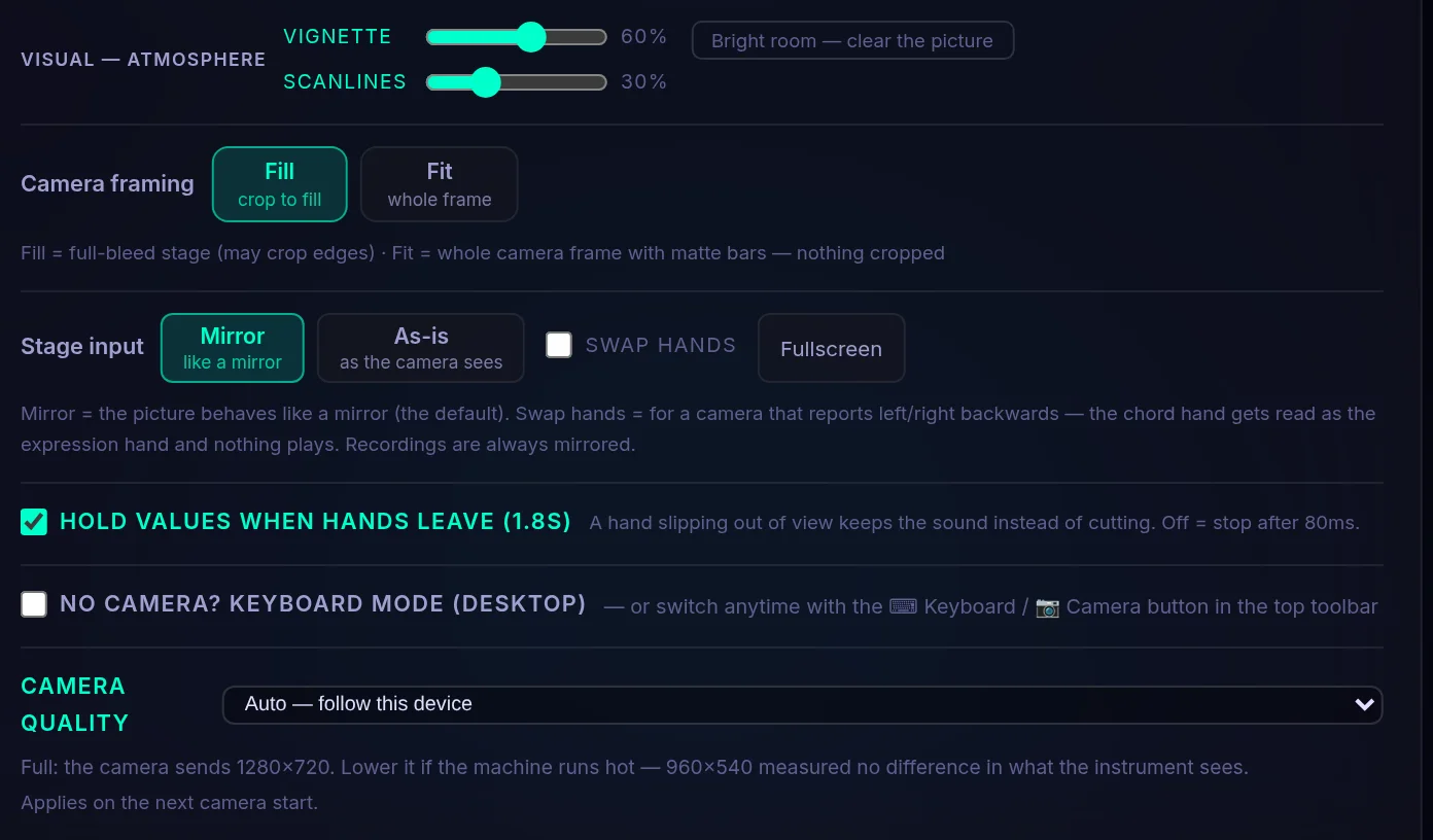 The Settings panel on the Stage tab.